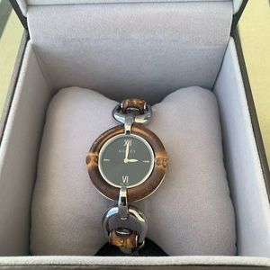 Gucci Bamboo Black Dial Stainless Steel Watch – New with Box